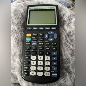 Texas Instruments TI-83 Plus Black Graphing Calculator with Blue and White Keys